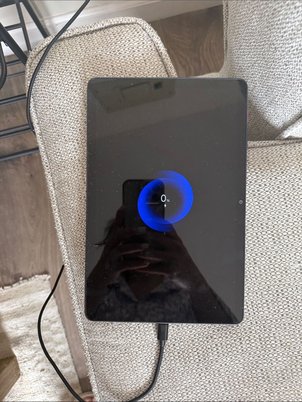 Black Tablet with Charging Cable - Sleek Android Tablet